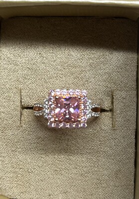 JTV quadratischer Ring rosa CZ Roségold Größe 10 neu ohne Etikett