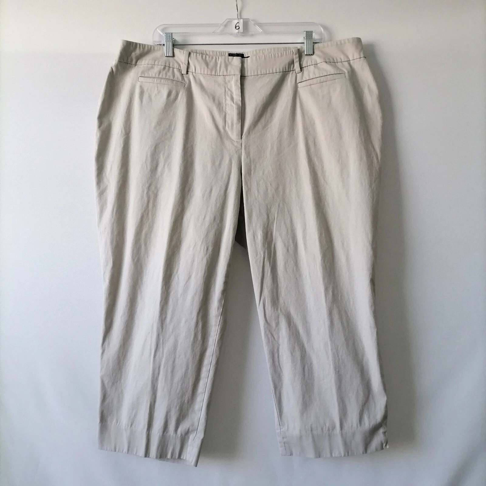 Talbots Women's Cream High Rise The Perfect Crop Capri Pants Petites Size 20WP