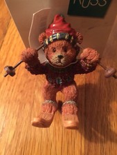Russ Berrie Christmas Alpine Lodge Figurine - Bear Skiing