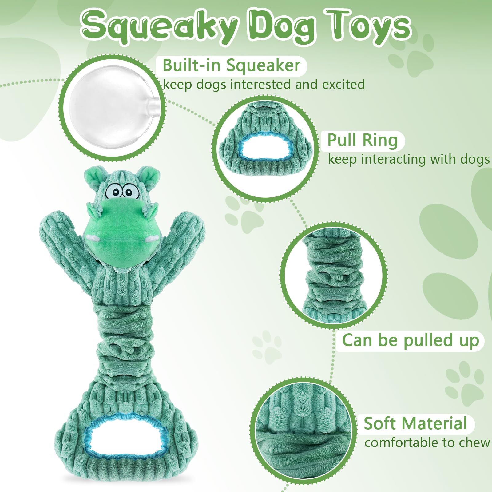 Plush Dog Toy for Aggressive Chewers with Squeaker - Large Size