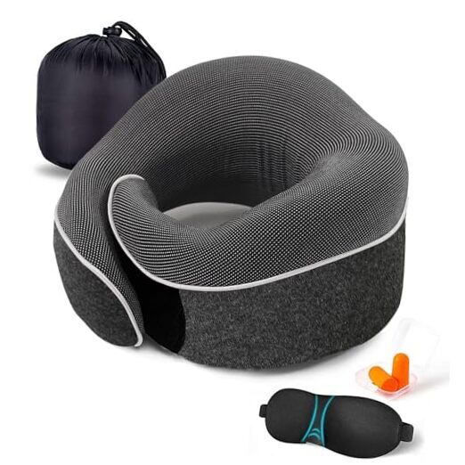 Travel Neck Pillow Chin Support Pillow Adjustable 100% Pure Memory Foam , New