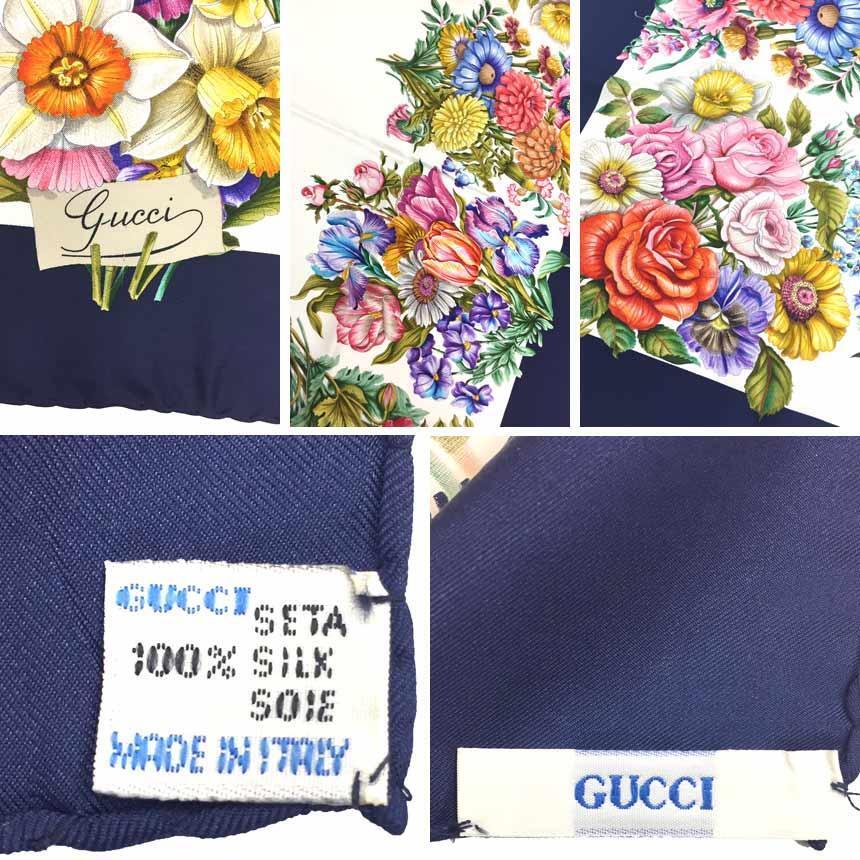GUCCI Silk Flower Scarf Vintage Aq7587 eBay