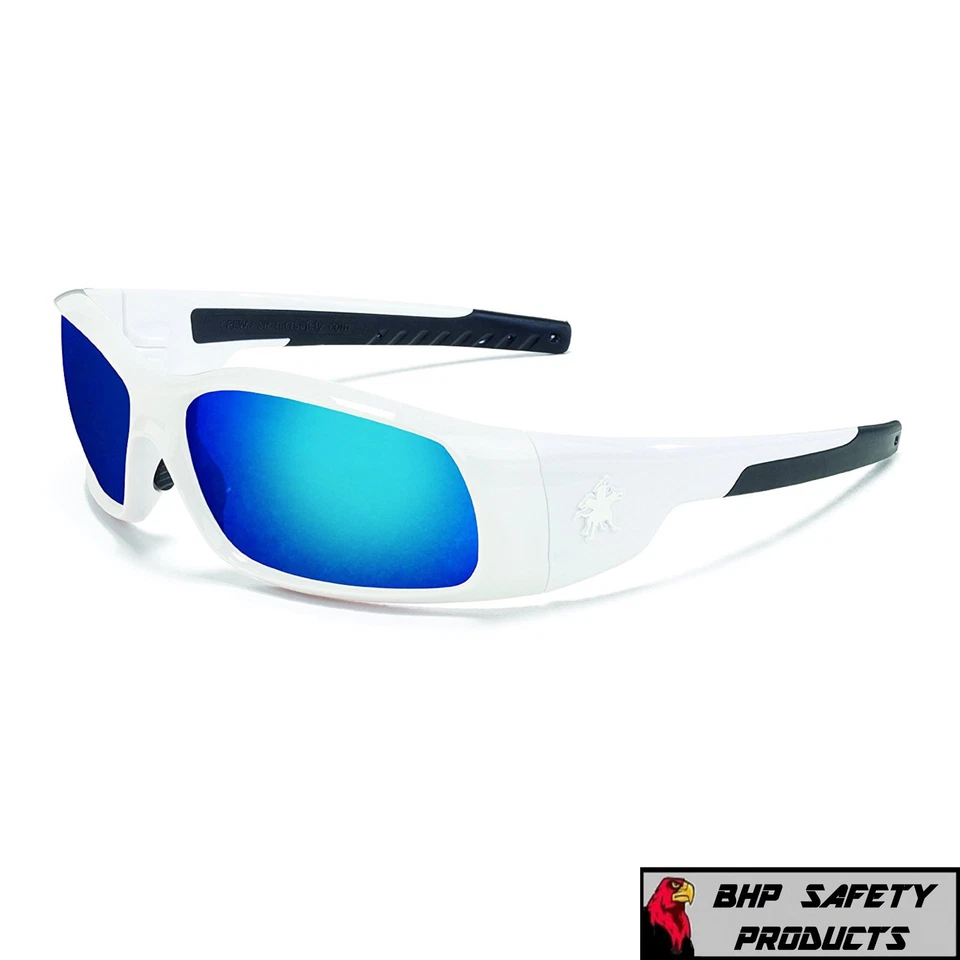 GAFAS DE SEGURIDAD MCR CREWS SWAGGER SR128B MARCO BLANCO/LENTE ESPEJO AZUL GAFAS DE SOL Foto 2 de 3