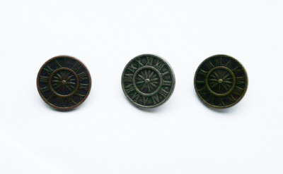 NEU PAKET MIT 5 METALL STEAMPUNK KNÖPFEN GRÖSSE 36 KUPFER, SILBER ODER MESSINGFARBEN