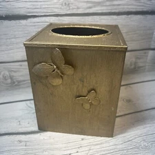 Hollywood Regency Tissue Box Cover Butterfly Metal Read Description