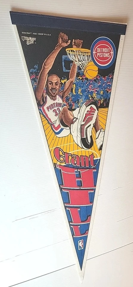 Vintage Grant Hill NBA Player Pennant Detroit Pistons WinCraft Full Size - Image 2 of 4