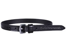 QHP Las Vegas Black Patent Leather Spur Straps with crystals