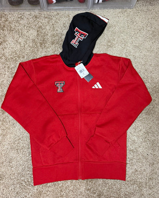 Adidas Texas Tech Red Raiders NCAA Full Zip Helmet Hoodie NWT $100 Men s Size S