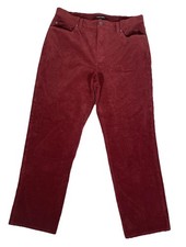 Eileen Fisher Corduroy High Rise Straight Leg Red Pants Organic Cotton Women M