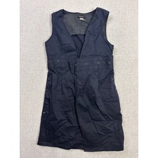 Diesel Womens Black Utility Wrap Mini Dress Grommet Detail Cotton Size M