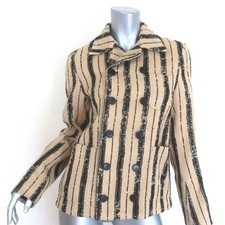 Christian Dior Striped Boucle Tweed Double Breasted Jacket Beige/Black Size US 4