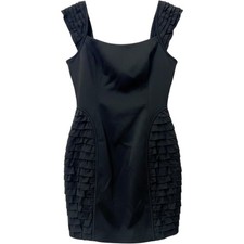Laundry By Design Black Sheath Dress Sleeveless Ruffle Detail Size 4 Designer