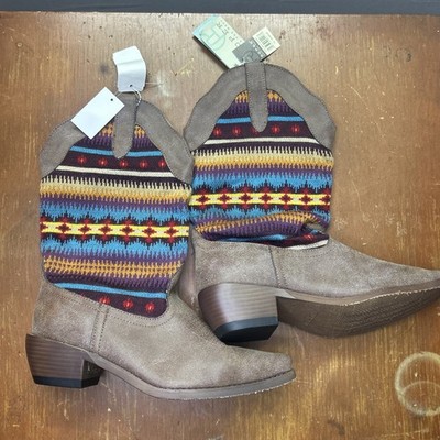 NWT Roper Women's Aztec Brown Sweater Woven Cowboy Boot Size US 7.5 Festival
