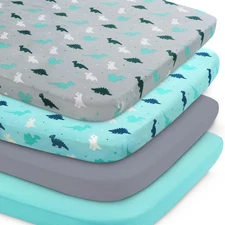Graco Pack n Play Sheets - 4 Pack Mini Crib Sheets, Ultra Soft Mattress Compa...
