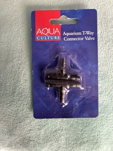New Aqua Culture T-Way Connector Fish Aquarium Valve 2 Pack, PV-T/2