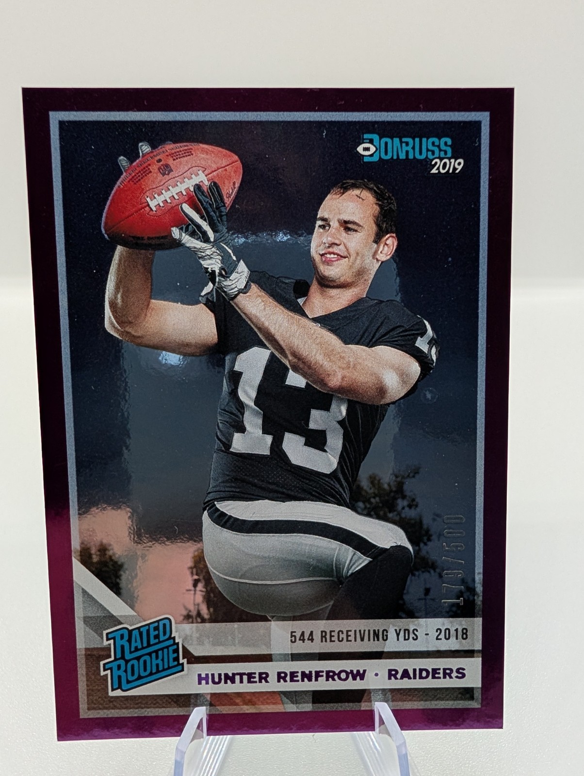 2019 Panini Donruss Rated Rookie Hunter Renfrow #340 Purple 179/500