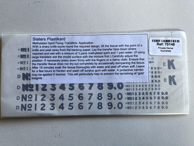 SLATER'S SPUR O - 70148 PRIVATBESITZ WAGGONNUMMERN TRANSFERS