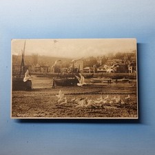 St Ives Cornwall Postcard C1934 Real Photo Working Masted Trawler Fleet