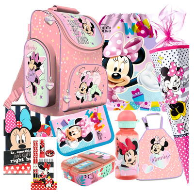 Disney Minnie Maus Mouse 9 tlg. Set Tornister Ranzen Schulranzen Schultüte 85 cm