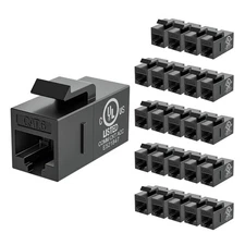 VCE CAT6 RJ45 Keystone Couplers 25-Pack Black