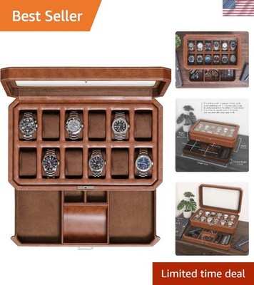 Sophisticated Jewelry Organizer: 12-Slot Watch Box with Microsuede Lining