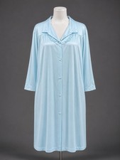 Vintage Vanity Fair Sz XXXL Blue Nylon Button Front House Gown Robe Dress USA