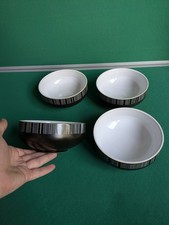 4 x Lightly Used Denby Jet Stripes Soup/ Cereal Bowls 6 inch Diameter 