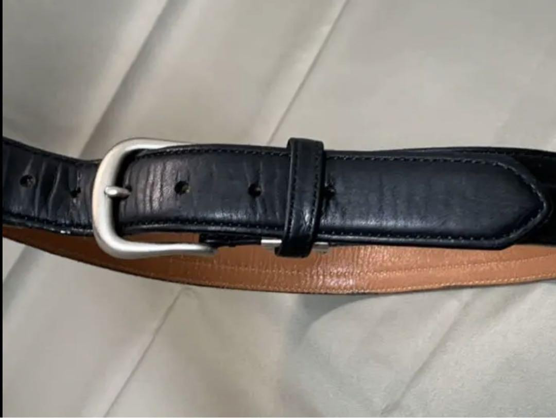 Hardy Amies Adjustable Black Leather Belt Size 40.5 with Buckle Pre-Owned