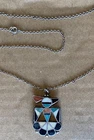 Vintage Zuni Inlay Turquoise Coral MOP Sterling Thunderbird 18” Necklace