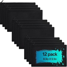 ZeeDix 12 Pieces Canvas Zipper Pouch Bulk, 8.3 x 5 inches DIY Craft Black