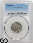 1919-D Buffalo Nickel PCGS VF 30 ** Tough Better Date Denver Mint Issue!