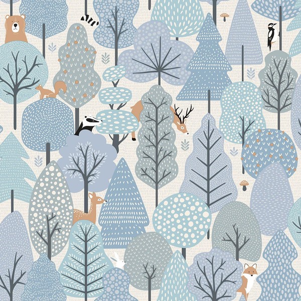 Muriva M51611 Vlies Tapete Blau BäUme Washable Kinderzimmer My Kingdom-image