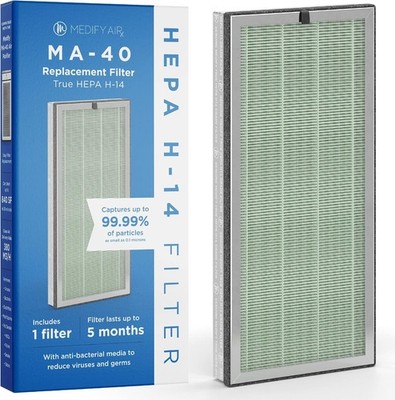 MA-40 Genuine Replacement Filter H14 HEPA Carbon Smoke Odor Dust 3-in-1 1-Pack