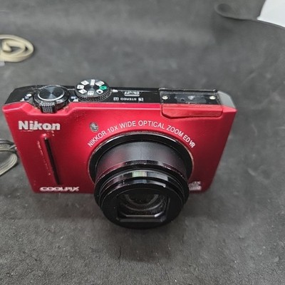 NIKON COOLPIX S8100 Red 12.1MP DIGITAL CAMERA Full HD Working - No