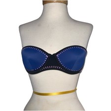 Victoria's Secret sz 34B Flirt Bandeau Blue Color Block Strapless Bikini Top