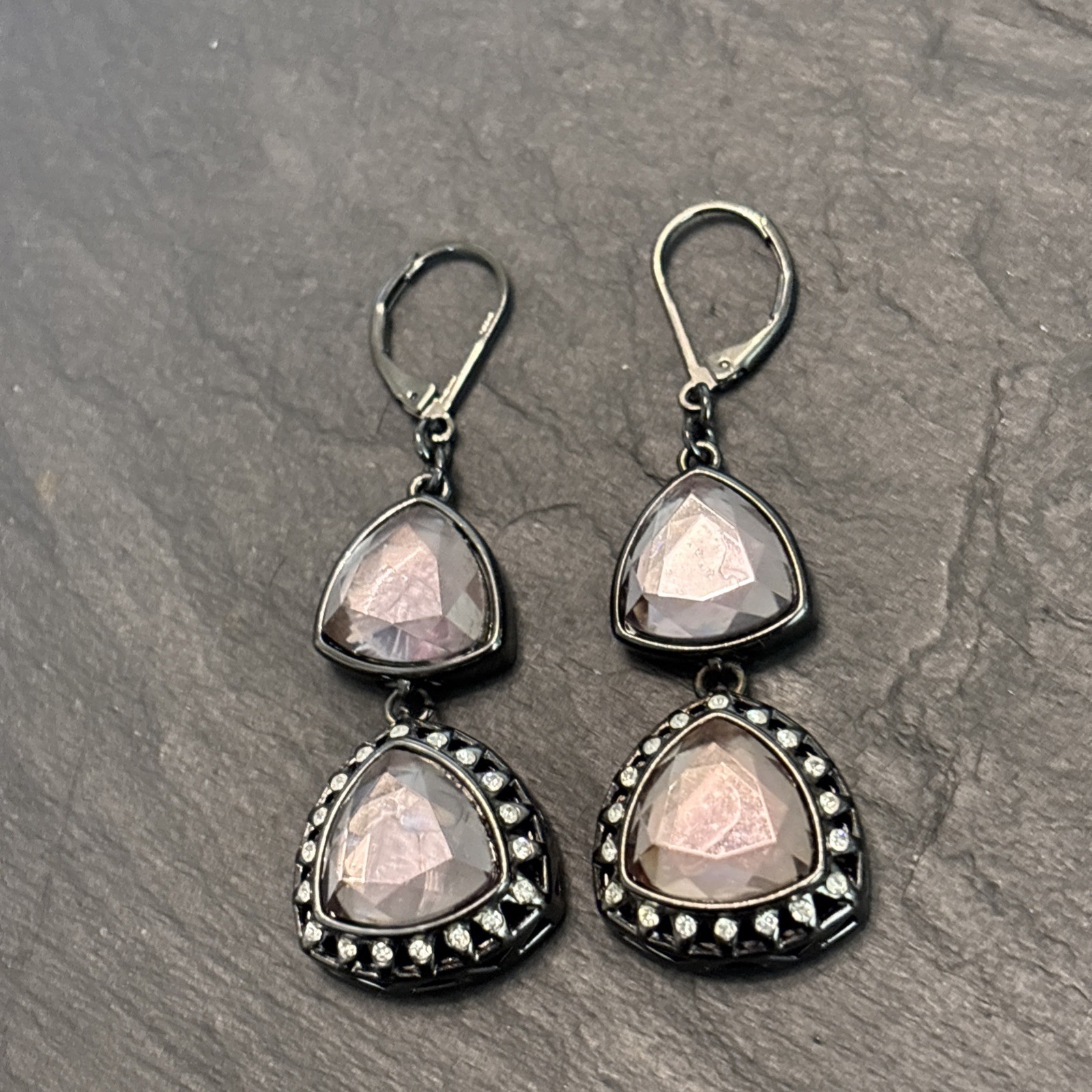 Givenchy Vintage Dangle Rhinestone Silvertone Sta… - image 4