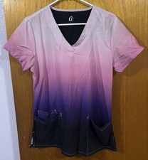 GT Performance Brand Woman  s Scrub Top Pink Purple Black Ombr  Size M