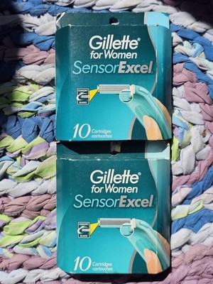 Lot of 2 Gillette Sensor Excel for Women Razor Blades 10 Pack Refill Cartridges