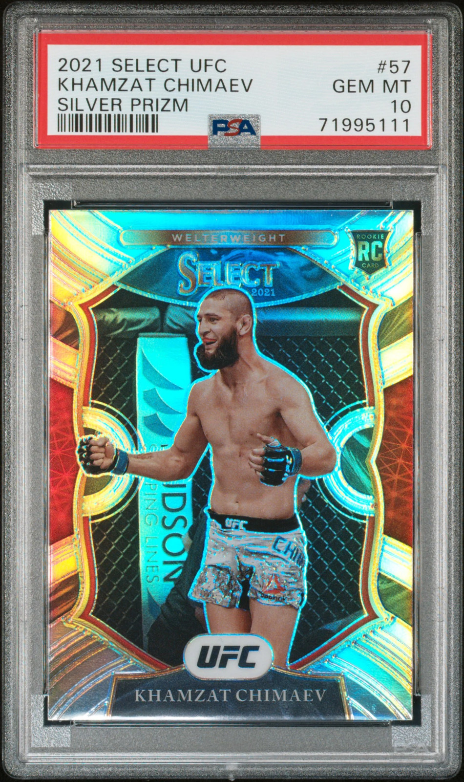 2021 Panini Select Ufc Silver Prizm Khamzat Chimaev 10 PSA #57