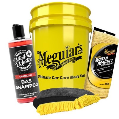 Meguiars Water Magnet Drying Towel + Meguairs Eimer + DetailMasters Autoshampoo