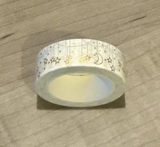 New Boho Berry White w/ Gold Moon & Stars ✨ washi tape 15 mm roll NIP