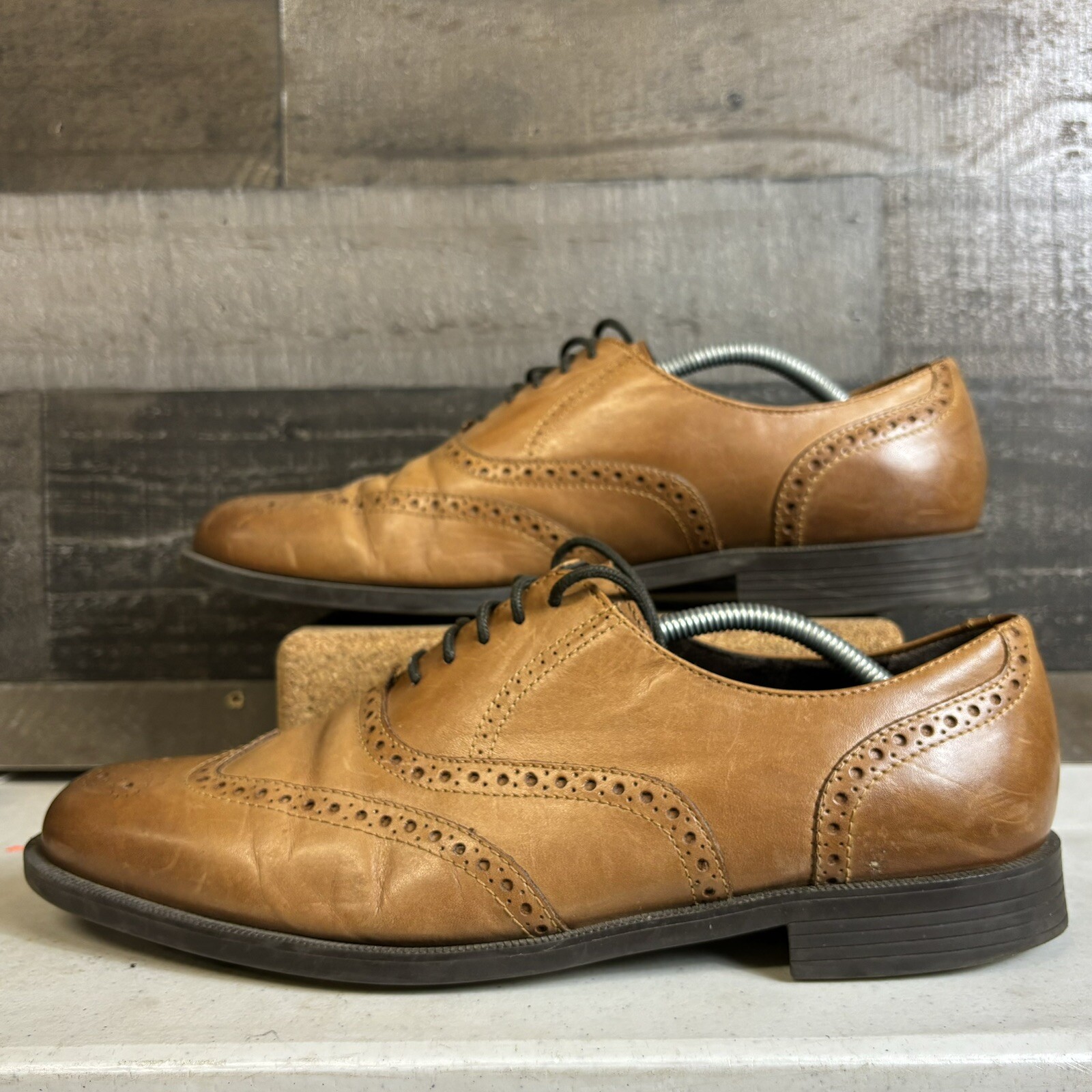 SAOLA Scarpe eleganti Cole Haan Wingtip Oxford da uomo 12 marrone britannico C25805 in pelle