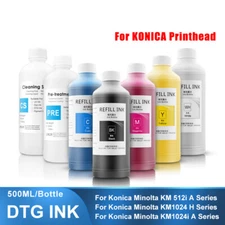 500ML/Bottle DTG Textile Ink For Konica Minolta KM 512i KM1024 Printhead 