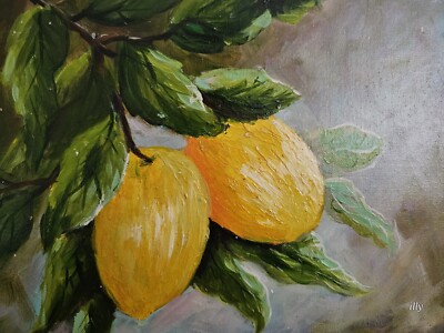 ölgemälde auf leinwand handgemalt Früchte, Apfel, Zitrone, Kirsche, Birne, Orange 