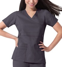Pewter Dickies Scrubs Gen Flex Mock Wrap Top 817355 PEWZ