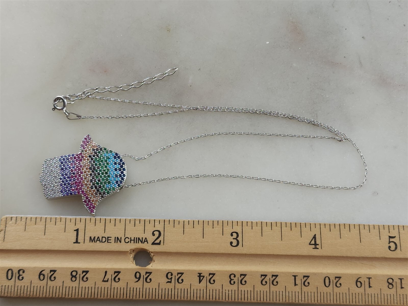 Solid Sterling Silver Rainbow Gemstone Hamsa Hand… - image 5