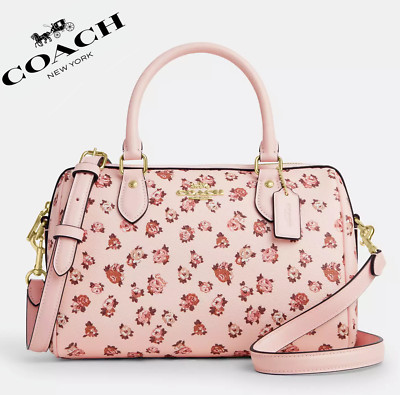 NWT  Coach CY681 Rowan Satchel Bag Rose Print Coated Canvas Blush  