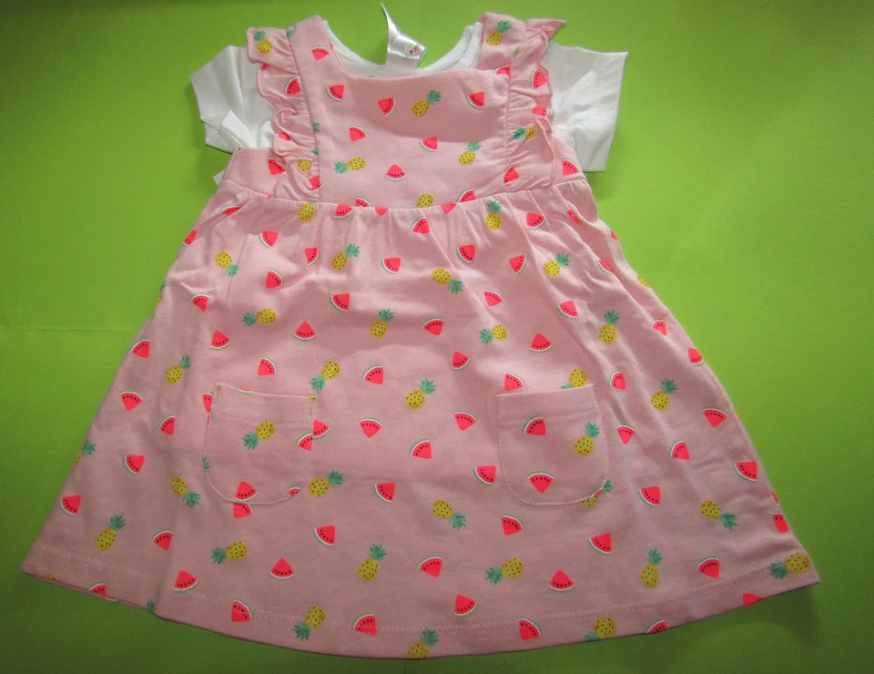 Baby Outfit Set Bio-Baumwolle 3 teilig Shirt Kleid & Schlüpfer rosa NEU - Bild 4 von 4