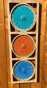 Southwest Garden, Home, Yard Art / Decor, 13"X37",  Colorful Three Tin Plaque