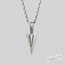 Shiny Solid 925 Sterling Silver Arrowhead Pendant Men Women Boho Unique Gift